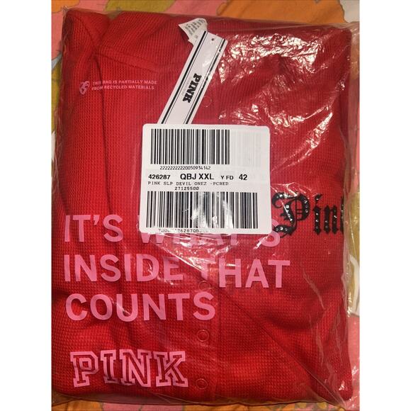 NWT PINK Victoria’s Secret Halloween Devil Romper Red Size XXL - Picture 4 of 4